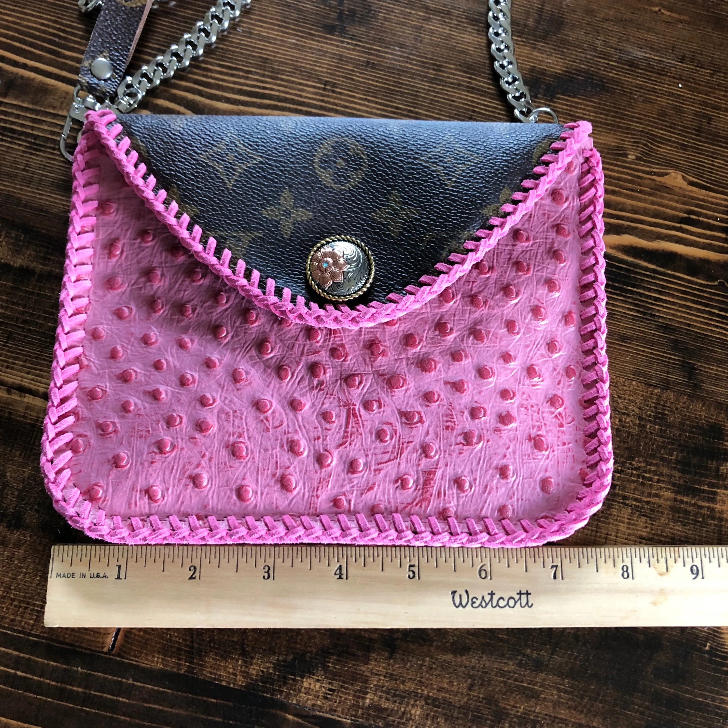 The Falcon - Pink Monogram Vintage Wristlet/Crossbody/Clutch