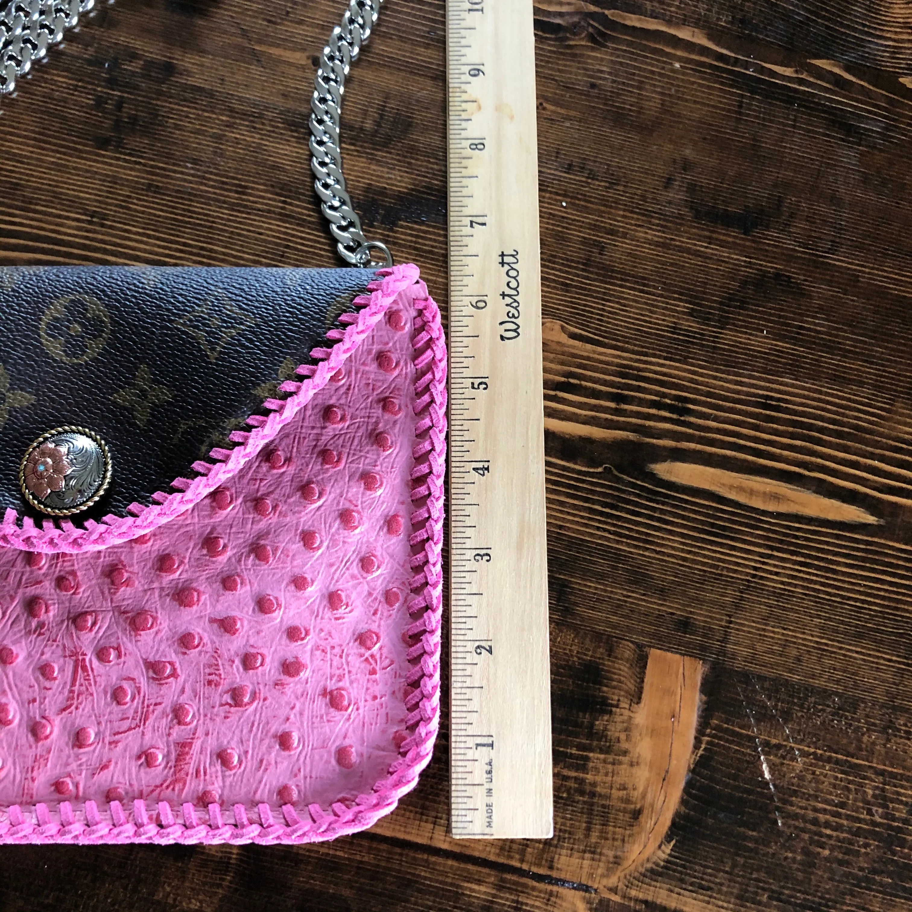 The Falcon - Pink Monogram Vintage Wristlet/Crossbody/Clutch