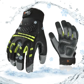 VGO  -4℉ or above Winter Waterproof High Dexterity Heavy Duty Mechanic Glove, Rigger Glove, Anti-vibration, Anti-abrasion, Touchscreen (GA8954FW-GRE)